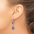 925 Sterling Silver Rhodium Plated Amethyst & Diamond Dangle Earrings Elegant Birthstone Style