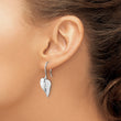 Sterling Silver Diamond Heart Earrings with Rhodium Polish
