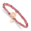 Chisel Pink Jade Bracelet in Rose IP-Plated Stainless Steel, 3.9mm, 6.5 Inch