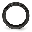 White Sapphire Grooved Wedding Band in Titanium, 9mm