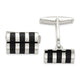 Men's Striped Onyx Cuff Links in Sterling Silver