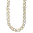 Sterling Silver Rhodium-plated 6-7mm White Near-Round Pearl and Glass Beaded Twisted 18 inch Necklace