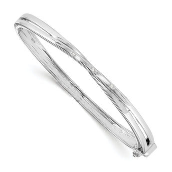 Sterling Silver Diamond X Bangle with Rhodium Polish