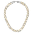 Sterling Silver Rhodium-plated 6-7mm White Near-Round Pearl and Glass Beaded Twisted 18 inch Necklace