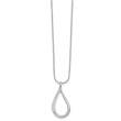 Sterling Silver Diamond Teardrop Necklace with Rhodium Finish and Extender