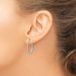 14K White Gold Diamond Hoop Earrings with Rhodium Finish Polished and Elegant