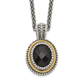 Black Onyx Necklace in Sterling Silver, 10x8mm, 18 Inch