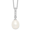 Sterling Silver 925 Pearlescent CZ Necklace with Rhodium Finish