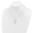 Sterling Silver Rhodium-plated 6-7mm White Button Freshwater Cultured Pearl Cross 17 inch Necklace