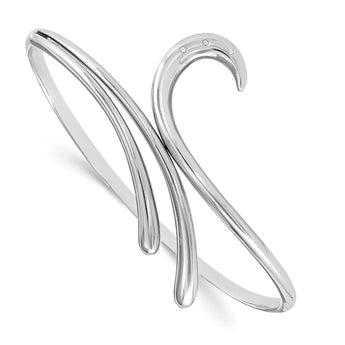Sterling Silver Diamond Swirl Bangle Polished & Gift Ready