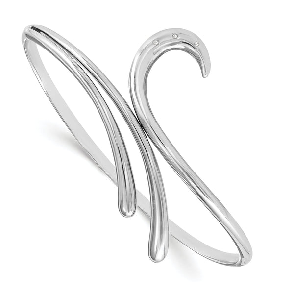 Sterling Silver Diamond Swirl Bangle Polished & Gift Ready