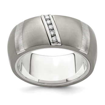 Edward Mirell Titanium and Silver Two-Tone Diamond Wedding Band