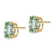Checker-Cut Green Quartz Stud Earrings in 14K Yellow Gold, 12x10mm