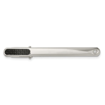Stainless Steel Tie Bar with Diamond & Carbon Fiber