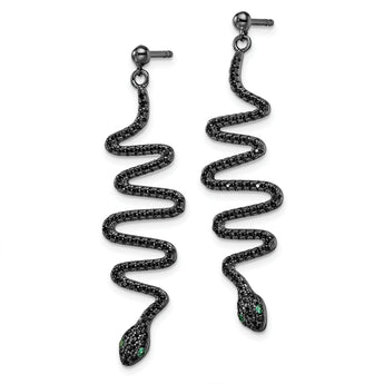 Sterling Silver 170 Stone Spinel Snake Dangle Earrings