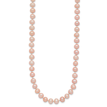 14K Gold Pink Freshwater Pearl Necklace with Elegant Near Round Design
