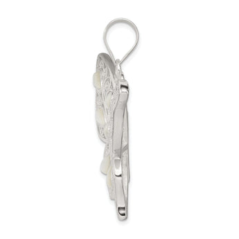 Sterling Silver Mother of Pearl Butterfly Pendant with Filigree Detailing