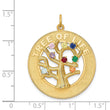 14K Gold Tree of Life Pendant with Colorful CZ Birthstones Polished Finish