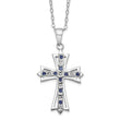 Sterling Silver Diamond and Sapphire Cross Necklace