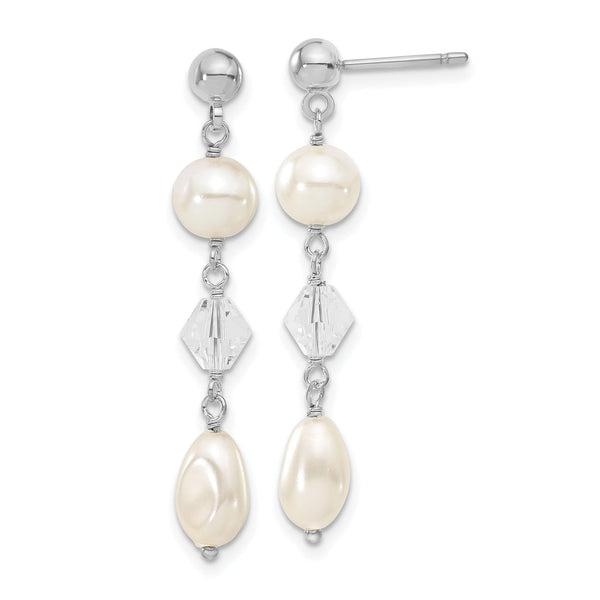 Kelly Waters Rhodium-Plated Simulated Pearl and Crystal Drop Earrings Polished, Elegant Design