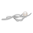 Sterling Silver Freshwater Pearl & CZ Brooch with Rhodium Finish