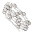 Sterling Silver Grey Baroque Pearl Wrap Bracelet with GlaSterling Silver Beads