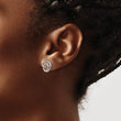 White Ice Sterling Silver Diamond Swirl Earrings with Polished Rhodium Finish