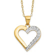 Sterling Silver 18K Gold-Plated Diamond Heart Necklace with Polished Finish