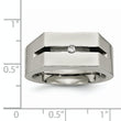 Titanium Wedding Band with White Diamond Polished Finish Unisex