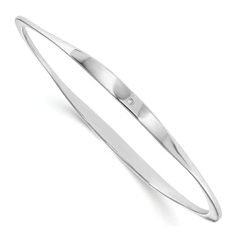 White Ice Sterling Silver Diamond Bangle with Polished Rhodium Finish