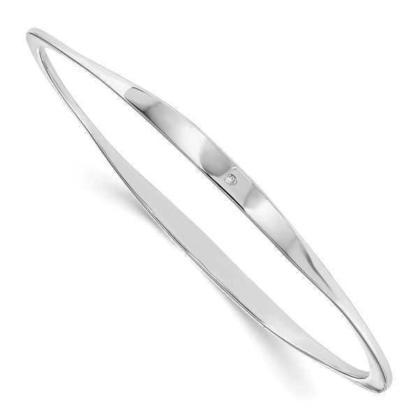 White Ice Sterling Silver Diamond Bangle with Polished Rhodium Finish