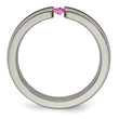 Edward Mirell Titanium Pink Sapphire & Anodized Grooved 4mm Band