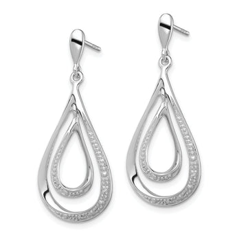 Sterling Silver Diamond Dangle Earrings with Rhodium Finish