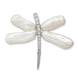 Sterling Silver Dragonfly Brooch with Baroque Pearl and CZ