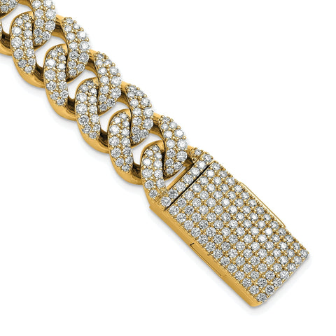 10 Karat 11 3/8 carat Lab Grown Diamond VS+ F+ Complete 4mm Pav‚ Cuban Link 8 Bracelet