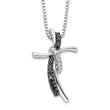 Sterling Silver Diamond Cross Necklace with Rhodium Finish