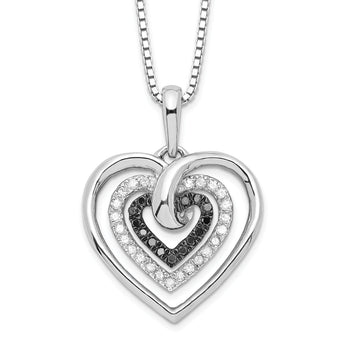 Sterling Silver Diamond Heart Necklace with Extender
