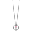 10K White Gold Rhodium Necklace with Pink and White Topaz