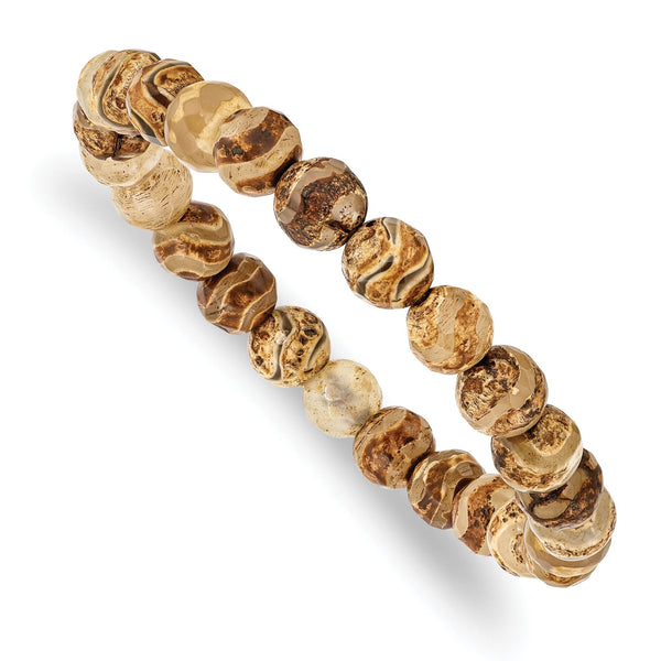 Chisel Celestial Pillar Agate Beaded Bracelet, 8mm Stretch