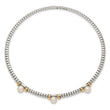 Sterling Silver 14K Gold Pearl Bangle Bracelet