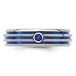Titanium Sapphire Grooved Wedding Band with Blue Anodized Accents