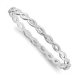 White Ice 925 Sterling Silver Diamond Twist Bangle with Rhodium Finish