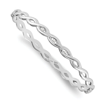 White Ice 925 Sterling Silver Diamond Twist Bangle with Rhodium Finish