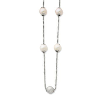 Sterling Silver 9-11mm Multi-color Freshwater Cultured Pearl With 2in ext. Necklace