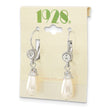 1928 Jewelry Silver-tone Clear Crystal Imitation Pearl Teardrop Dangle Leverback Earrings