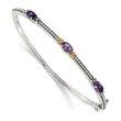 Sterling Silver 14K Gold Accent Amethyst Bangle with Vintage Elegance