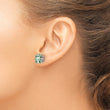 Princess Green Quartz Stud Earrings in 14K White Gold, 8mm