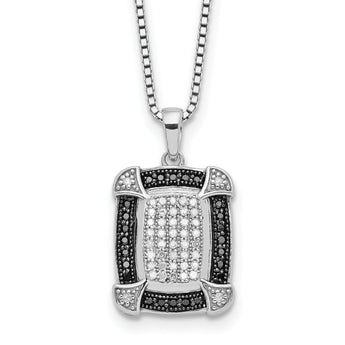 White Night Sterling Silver Rhodium-Plated Diamond Necklace with Extender