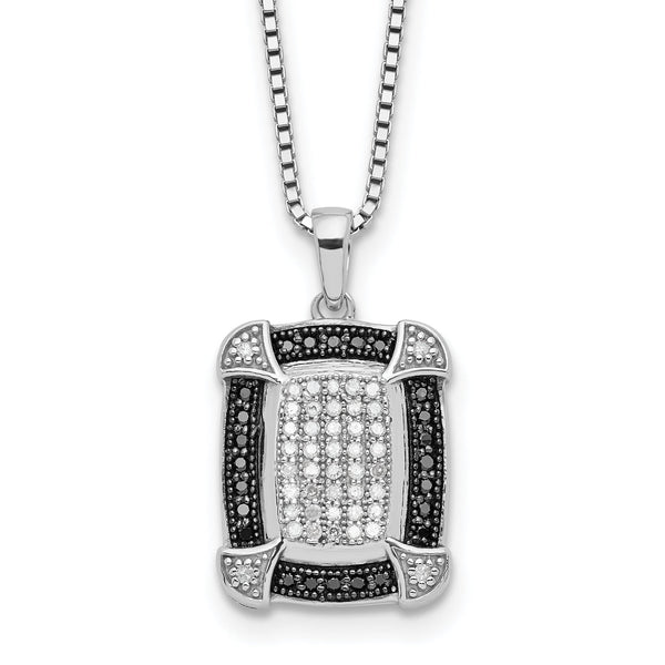 White Night Sterling Silver Rhodium-Plated Diamond Necklace with Extender
