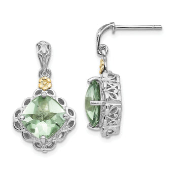Prasiolite Accent Dangle Earrings in Sterling Silver, 9mm